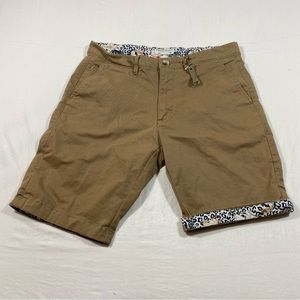 Denim & Flower Khaki Shorts Men’s Flat Front Shorts. Pockets contrasting Cuffs